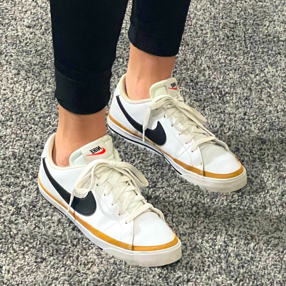 Nike leather white and tan(brown) and black sneakers